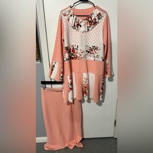 Floral and Polka Dot Pink Two-Piece Set